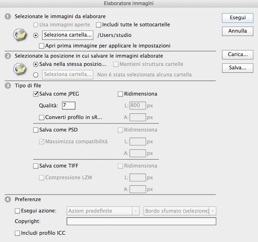 Ottimizzare immagini con Photoshop, ottimizzazione immagini, riduzione peso immagini, asocialman, ridurre e ridimensionare, funzione automatizza, 